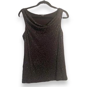 EXPRESS Black Silver Sleeveless Studded Cowl Neck Top